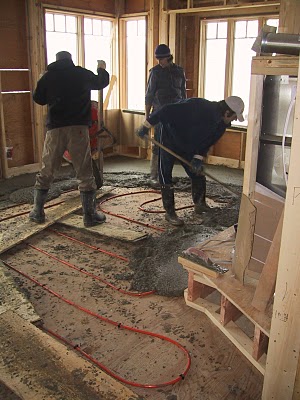 concrete pour over radiant heating tubes