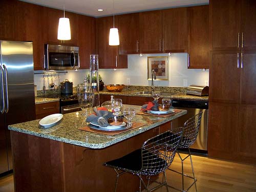 L-shaped kitchen island design